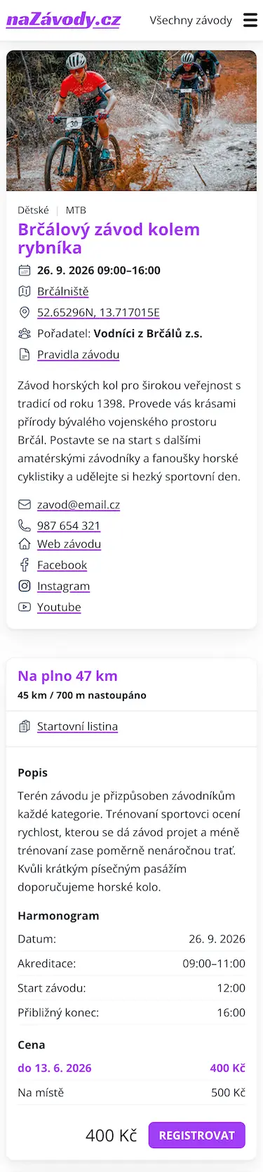 Závodní registrace
